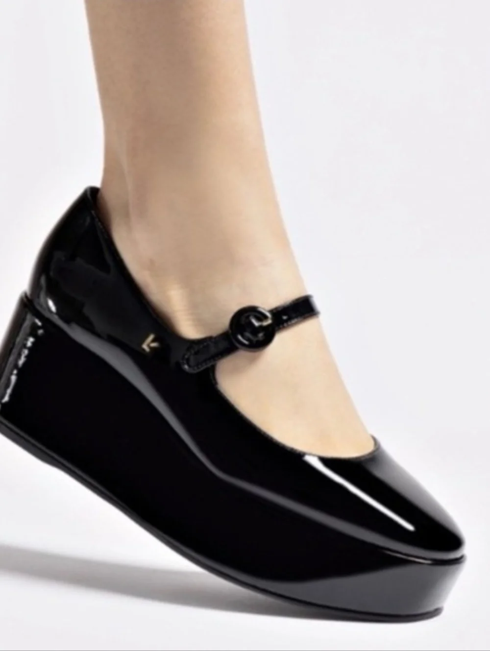 Larroude Black Patent Mary Jane Platform Shoes
